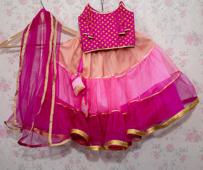 Designer Embroidery Work Silk Top and Net Skirt Lehenga