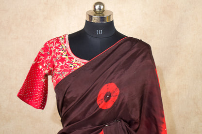 pure crepe shibori saree with stitched designer blouse - KANHASAREE