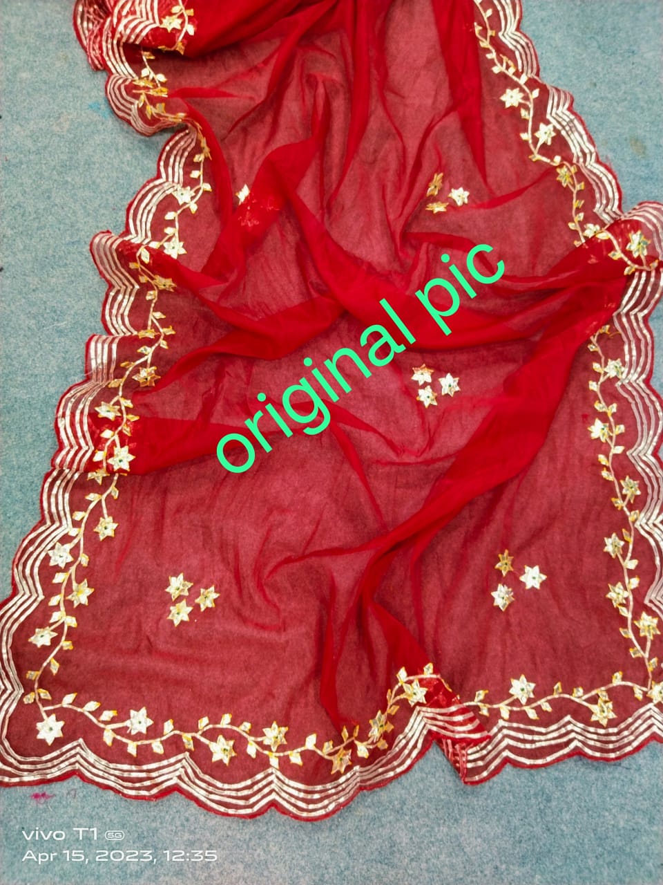 Pure Organza Saree with Kacha Gota Work and Contrast Blouse - KANHASAREE