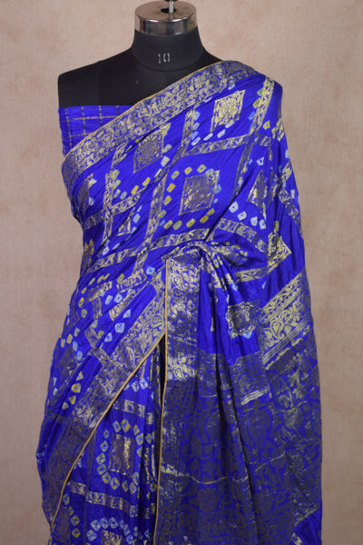 Purple Gharchola Saree With Banarasi Print - KANHASAREE