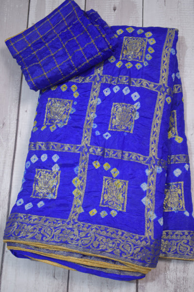 Purple Gharchola Saree With Banarasi Print - KANHASAREE