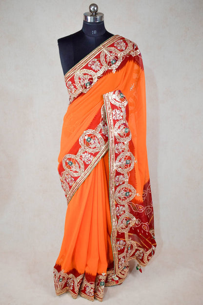 Designer piliya saree in pure georgette - KANHASAREE