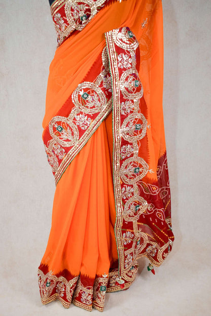 Designer piliya saree in pure georgette - KANHASAREE