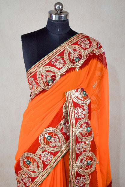 Designer piliya saree in pure georgette - KANHASAREE