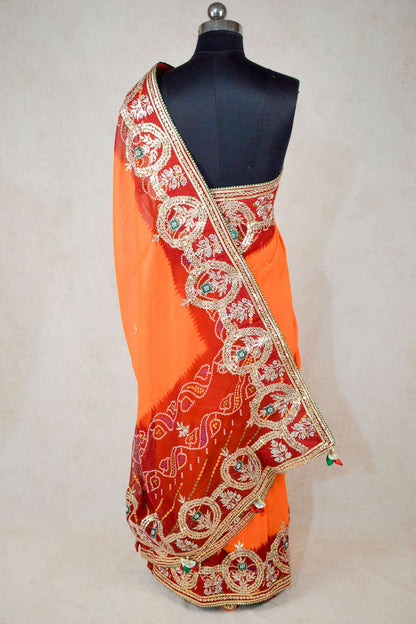 Designer piliya saree in pure georgette - KANHASAREE