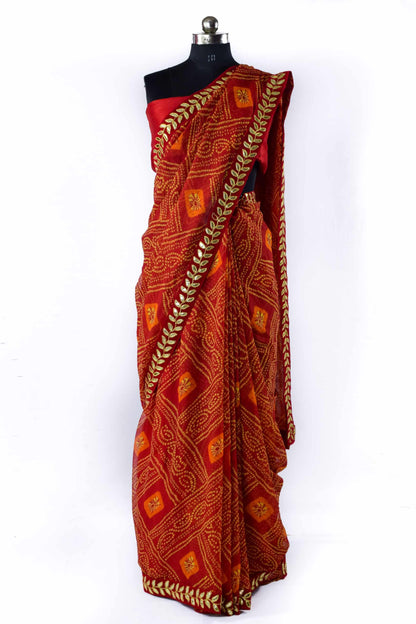 Georgette beautiful Bandhej saree - KANHASAREE