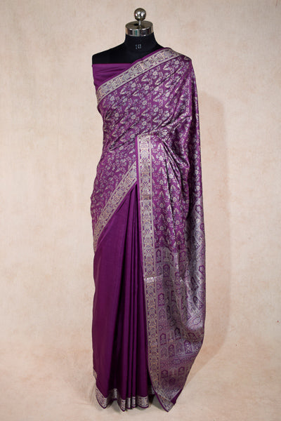 Purple silk banarasi weaving saree - KANHASAREE