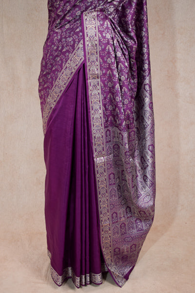 Purple silk banarasi weaving saree - KANHASAREE