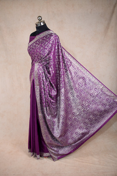 Purple silk banarasi weaving saree - KANHASAREE