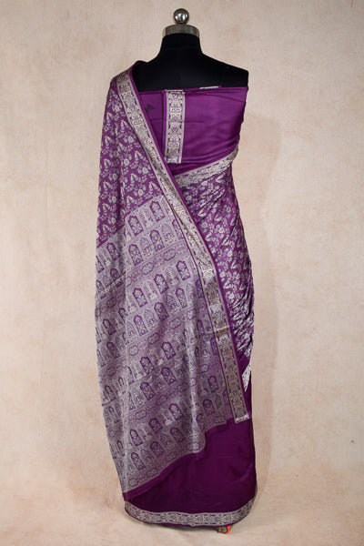 Purple silk banarasi weaving saree - KANHASAREE