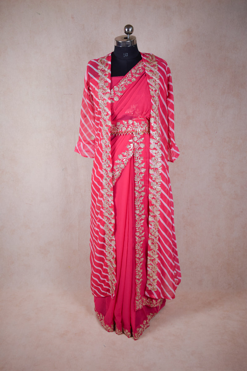 Pink Shrug Sarees Saree Blouse - Buy Pink Shrug Sarees Saree Blouse online  in India