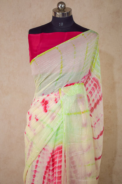 Georgette shibori hand dyed saree - KANHASAREE