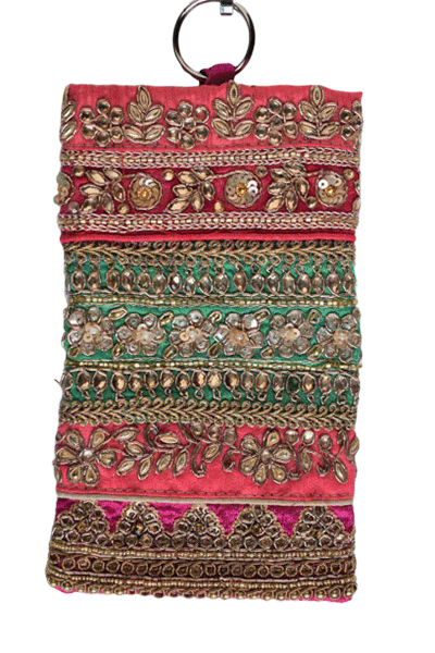 Beautiful Multicolor Traditional Stone and Zardozi Handwork Mobile Cover - KANHASAREE