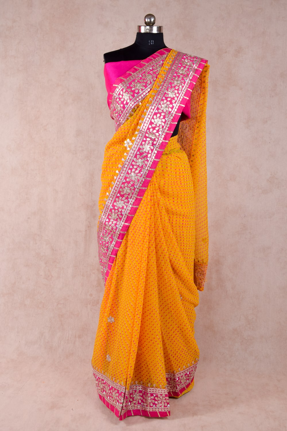 Yellow mothra gotapatti work saree - KANHASAREE