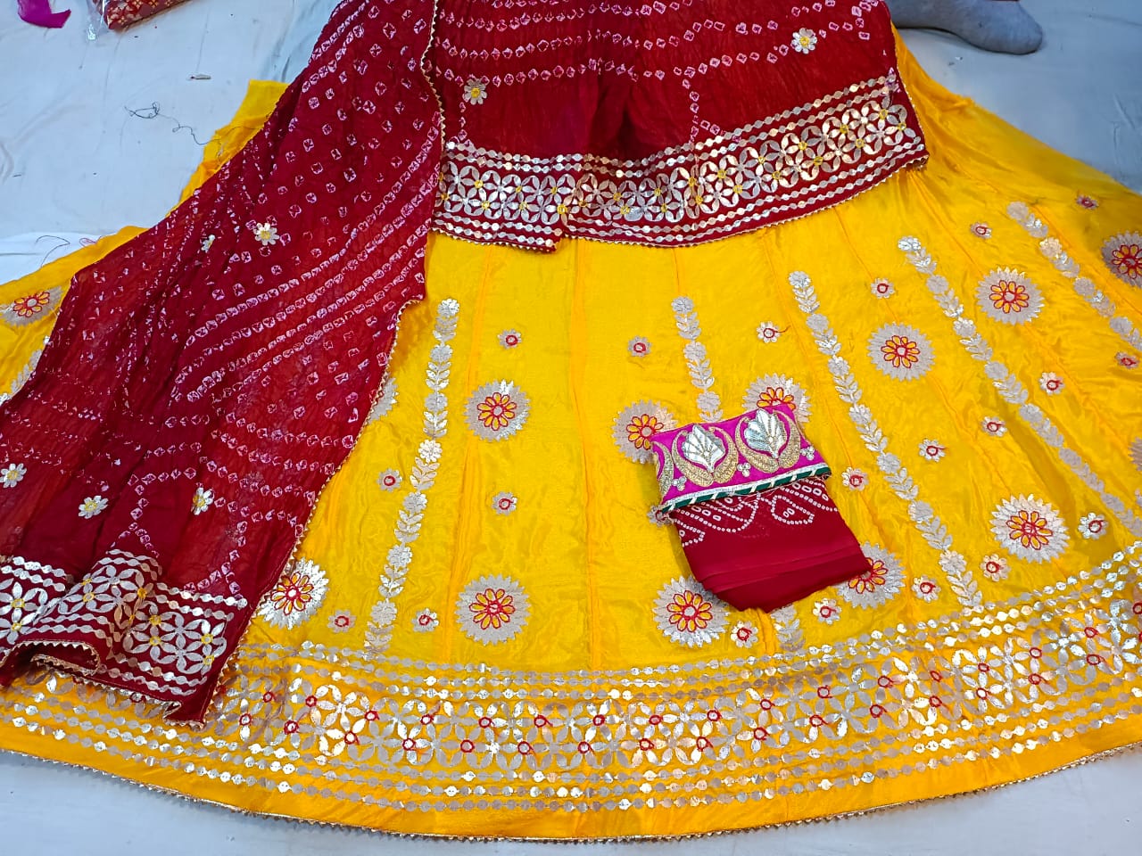 Jaiprui Gotapatti Lehnga in chinon fabric - KANHASAREE